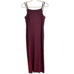 Anni Kuan NYC Women's Metallic Burgundy Red Slip Midi Dress, Size M, Pre-Loved